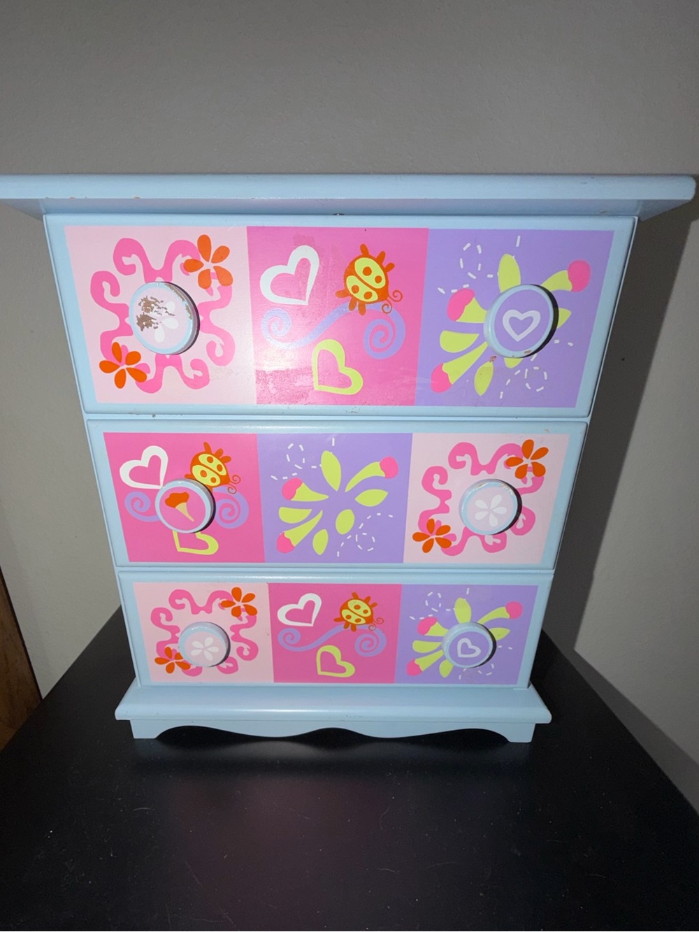 Girls pastel wooden Floral Jewelry box